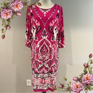 NWT - Chico's Pink and Black Long Sleeve Dress, L/Chico’s size 2